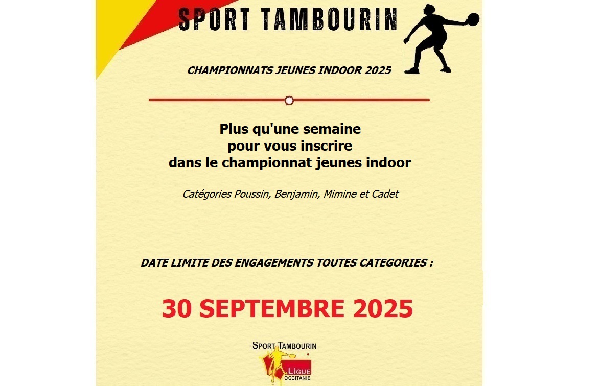 Engagements championnat jeunes INDOOR