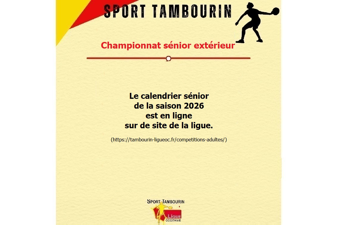 Calendier sénior 2026